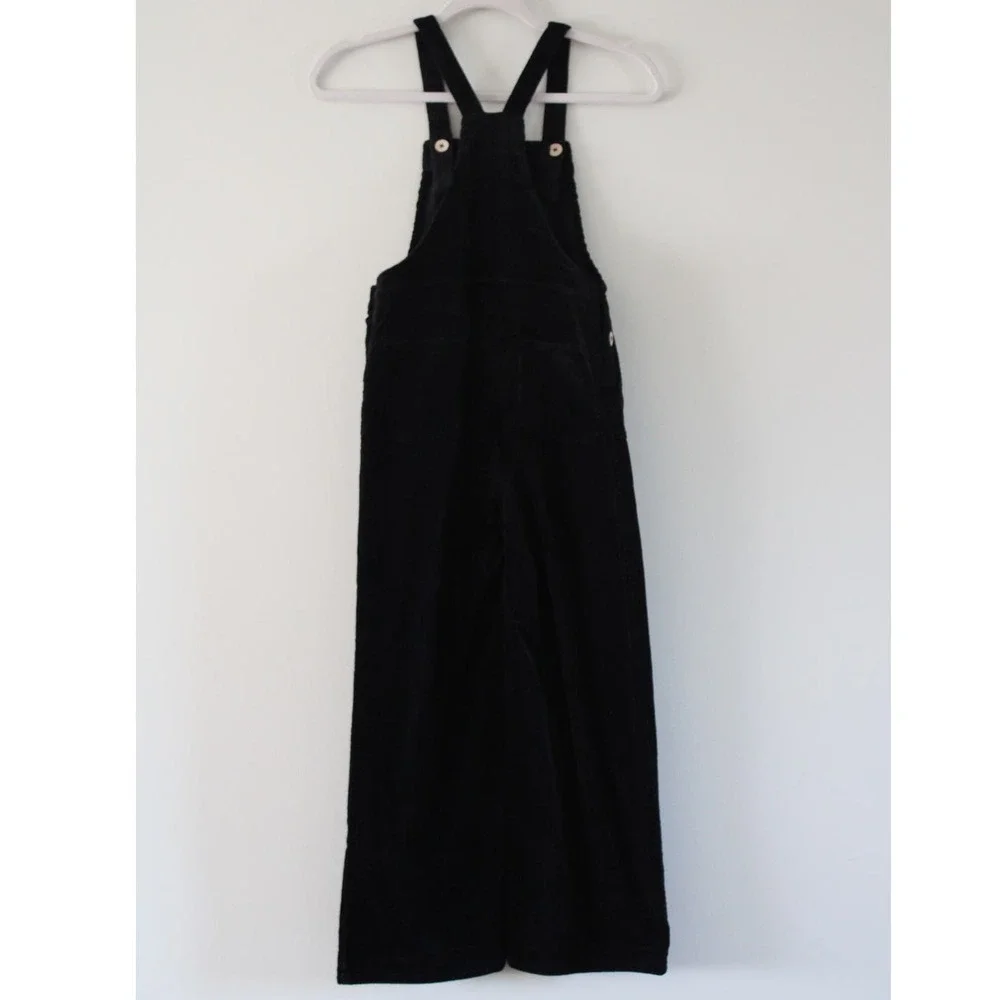 NWT Rylee and Cru Vintage‎ Black Corduroy Romper Wide Leg Overalls 12-14Y Unisex
